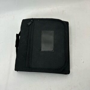 CD DVD Wallet Black Zip Closure Handle Compact Organizer Travel‎ Storage Modern